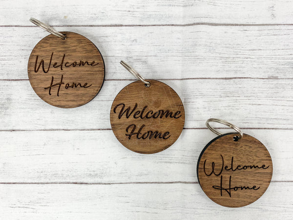 Welcome Home Wood Keychains