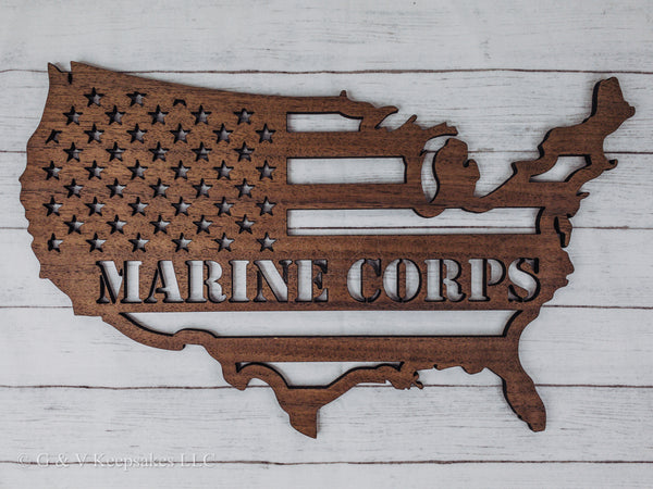 Wooden US Flag with Custom Name