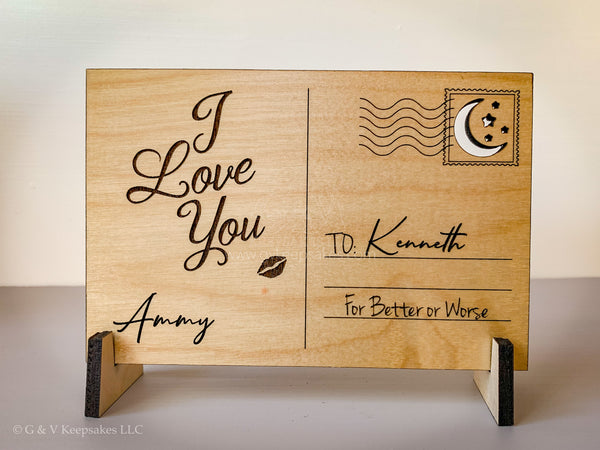 I Love You Wooden Postcard